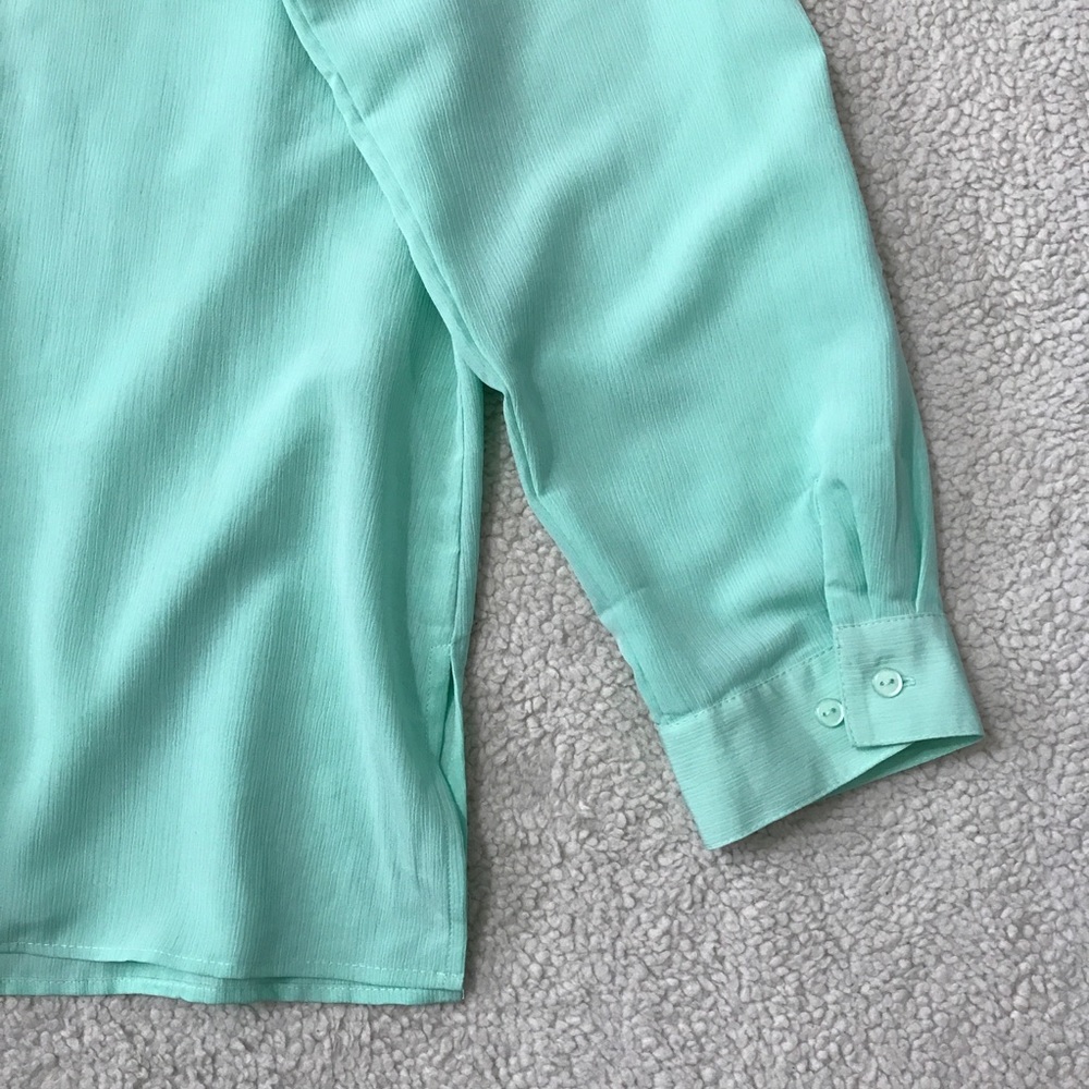 Mint Green Long Sleeve Top Button Down Blouse Pit to Pit 25" Size 2X 🚨 - Picture 13 of 13